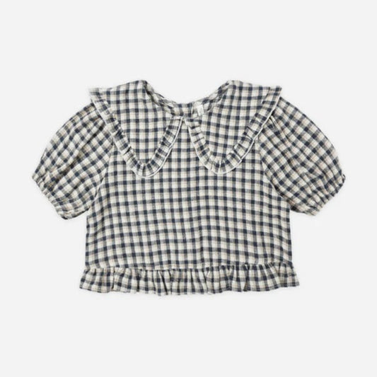 Prairie Blouse Navy Check | Rylee + Cru