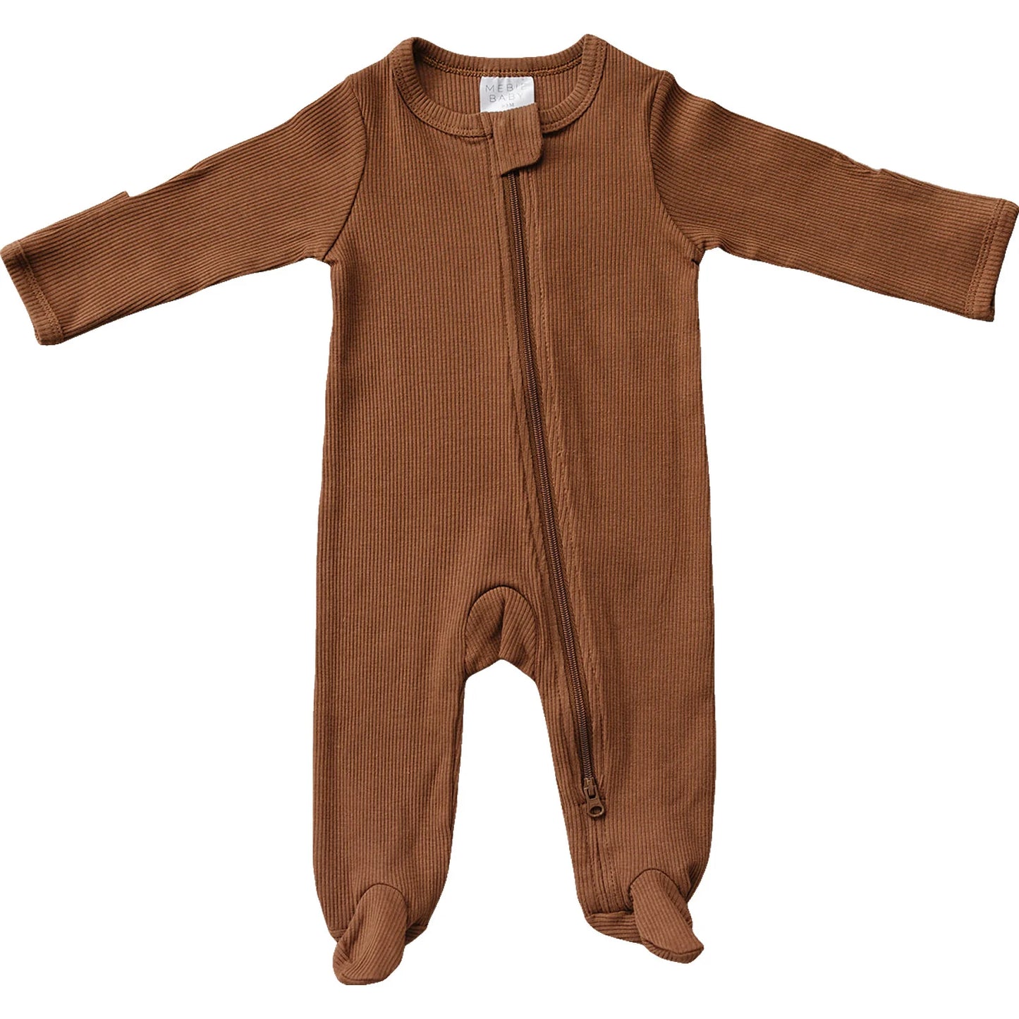 Rust Organic Cotton Ribbed Zipper | Mebie