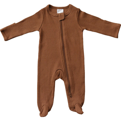 Rust Organic Cotton Ribbed Zipper | Mebie