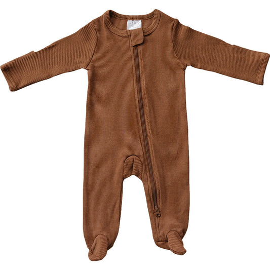 Rust Organic Cotton Ribbed Zipper | Mebie