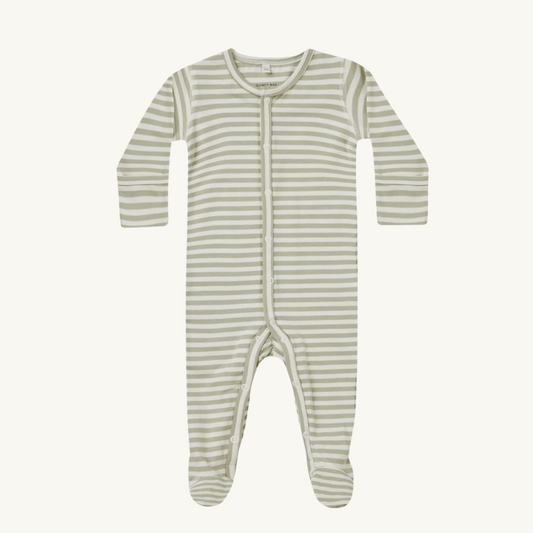 Pyjama rayures pistache | Quincy Mae