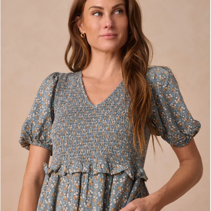 Kate Blue Floral Dress - S | Rylee + Cru