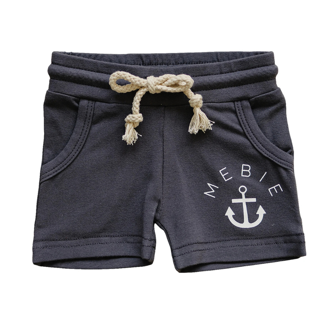 Slate Anchor Pocket Shorts | Mebie Baby