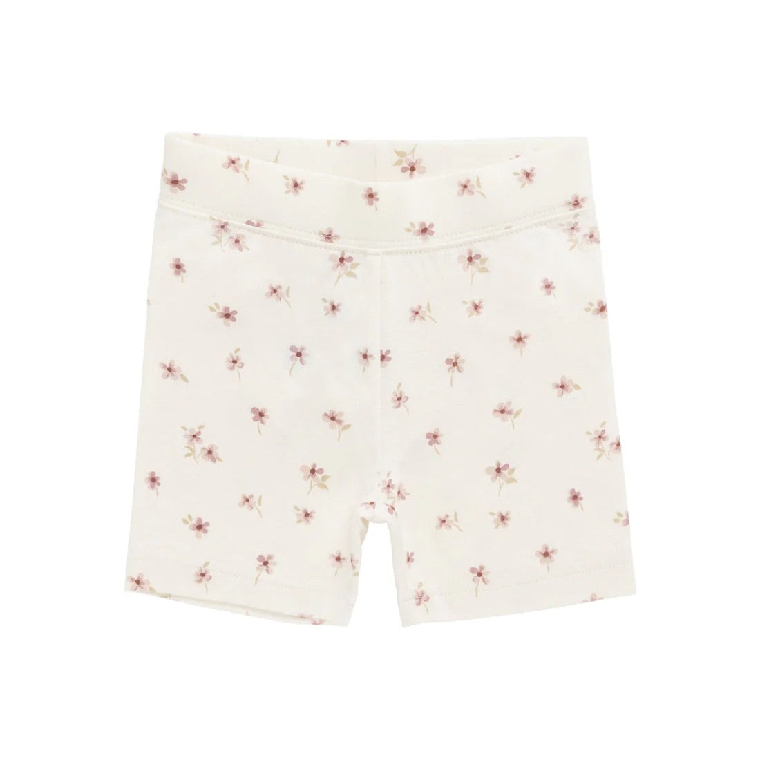 Organic Cotton Everyday Bike Short Simple Flowers Egret | Jamie Kay