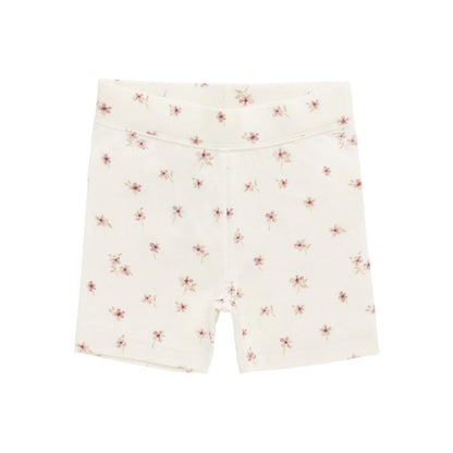 Organic Cotton Everyday Bike Short Simple Flowers Egret | Jamie Kay