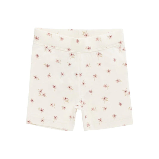 Organic Cotton Everyday Bike Short Simple Flowers Egret | Jamie Kay