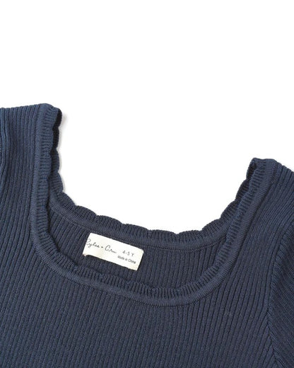 Scallop Tee Navy | Rylee + Cru