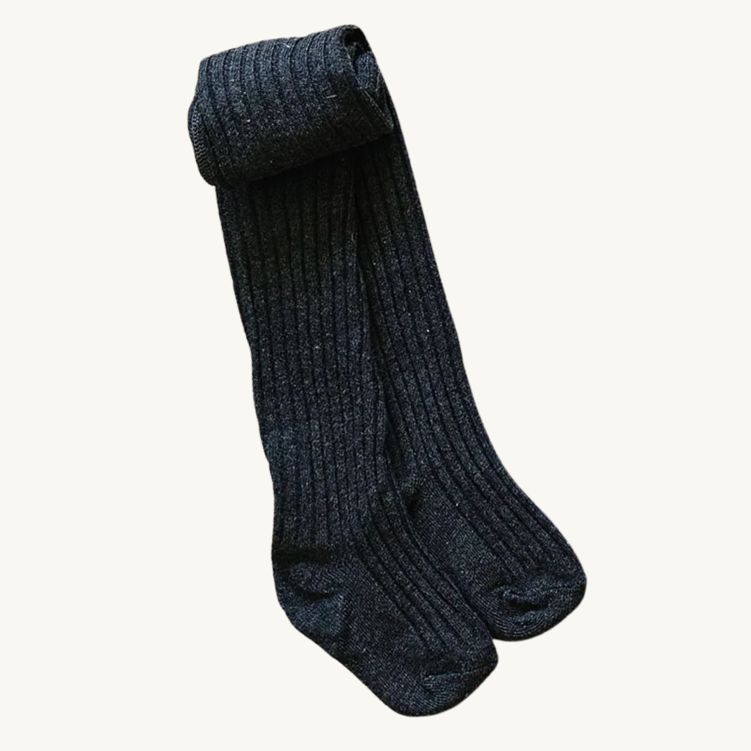Ribbed Tights Charcoal | Mebie