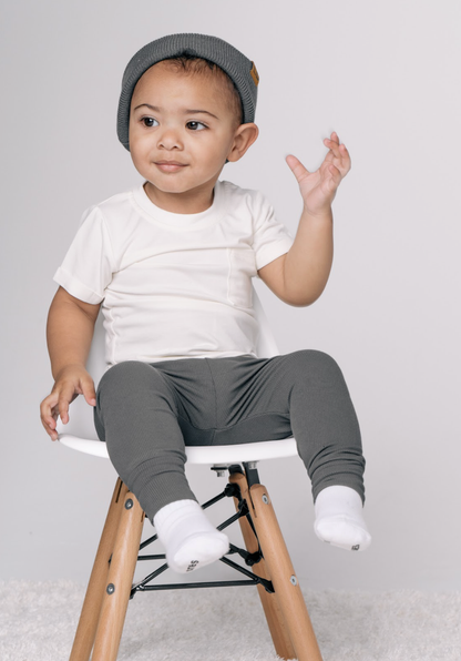 Bamboo Pocket Tee Off White | Little Bipsy