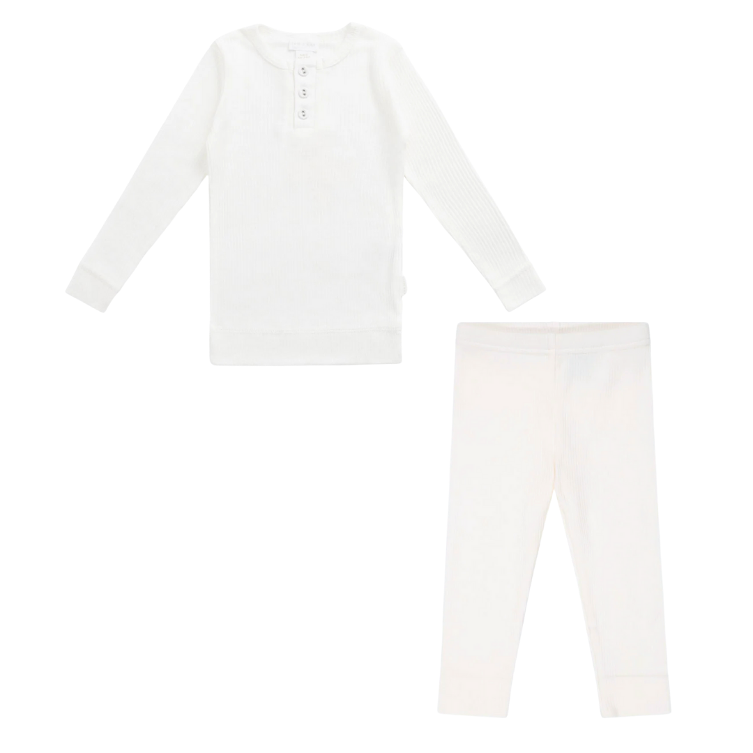 Organic Modal Henley Set Milk | Jamie Kay