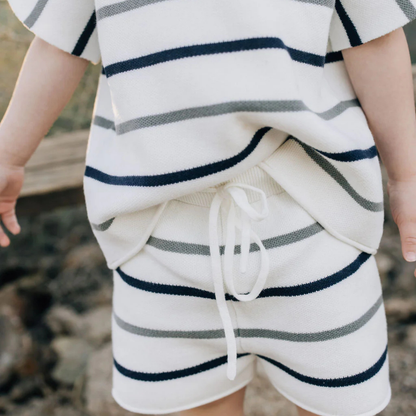 Knit striped shorts 7Y | Mebie
