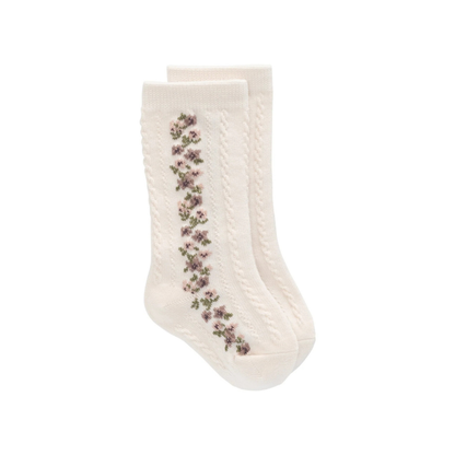 Cassie Knee High Sock  Floral Jacquard | Jamie Kay