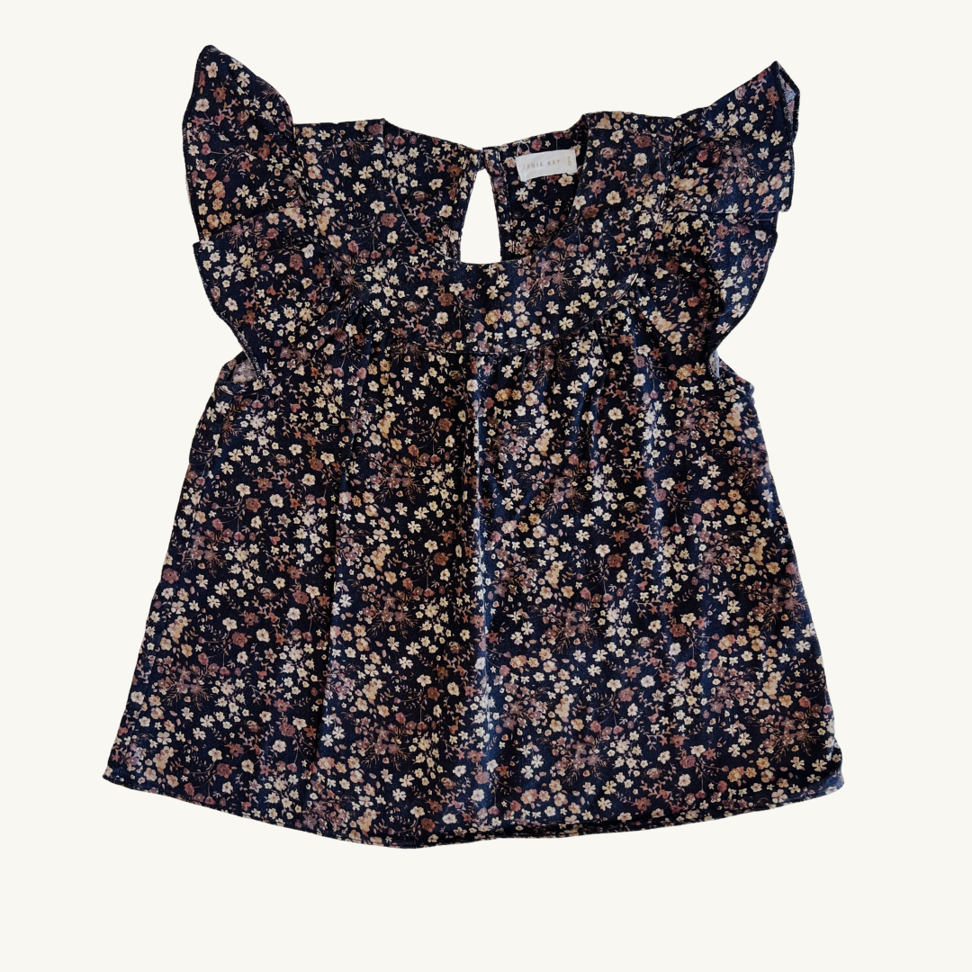 SH Black floral shirt 3Y | Jamie Kay