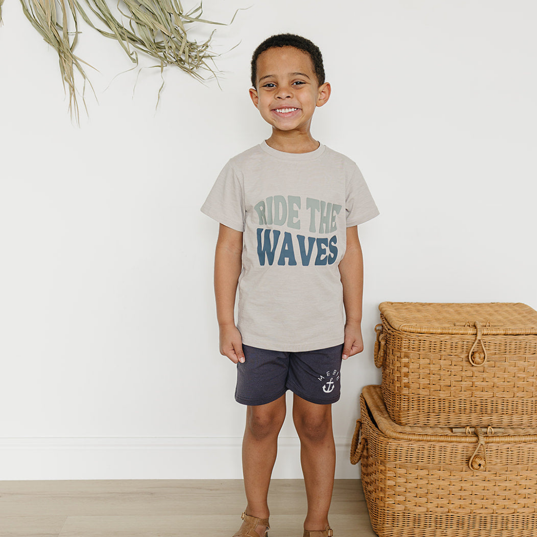 Slate Anchor Pocket Shorts | Mebie Baby