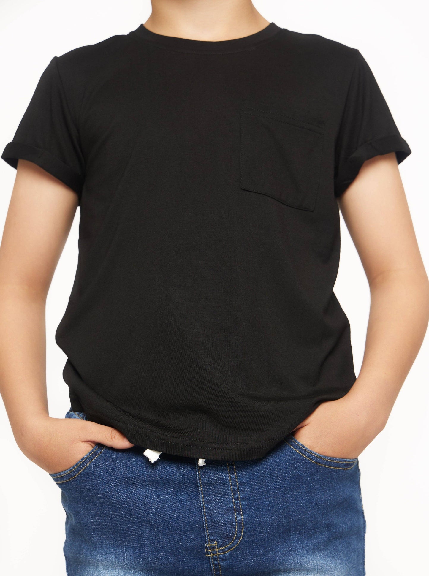 Bamboo Pocket Tee Black | Little Bipsy