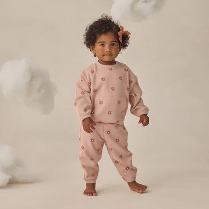 Waffle sweather set pink Daisy | Quincy Mae