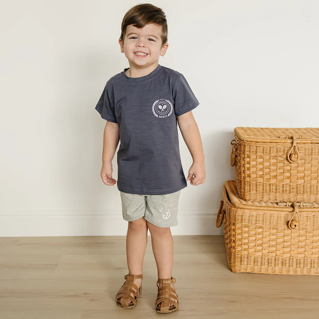 Gray Anchor Pocket Shorts | Mebie Baby