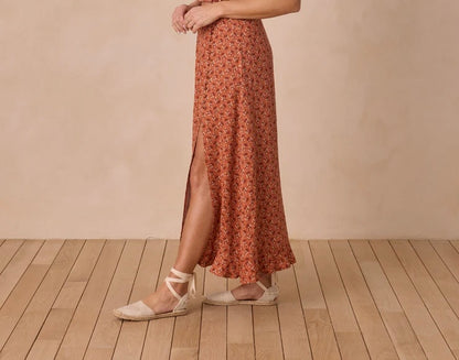 Button Slit Skirt Red Floral | Rylee + Cru