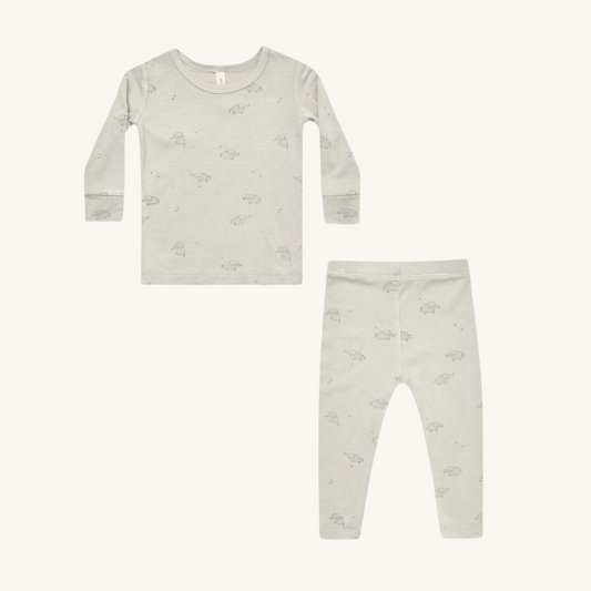 Pyjama bambou 2 pièces éléphants 6-12 mois | Quincy Mae