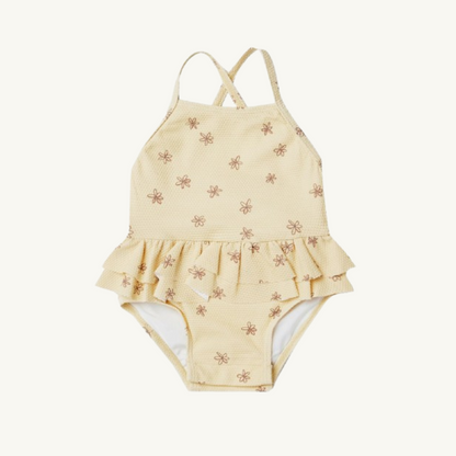 Maillot une pièce jaune fleurs | Quincy Mae