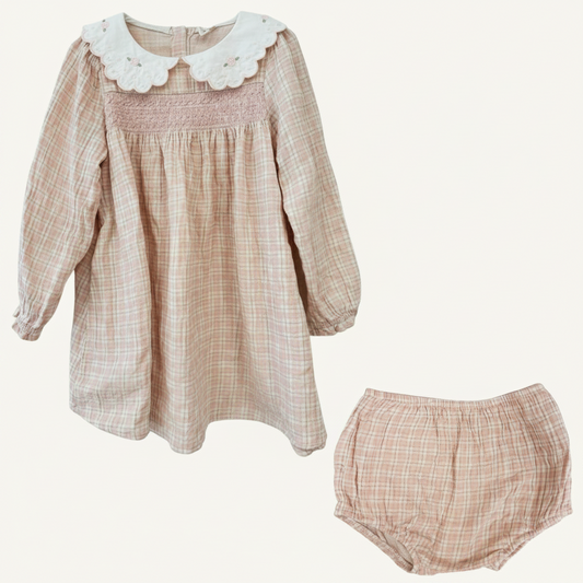 SH | QM Callie Dress and Bloomer Pink Plaid 4-5Y