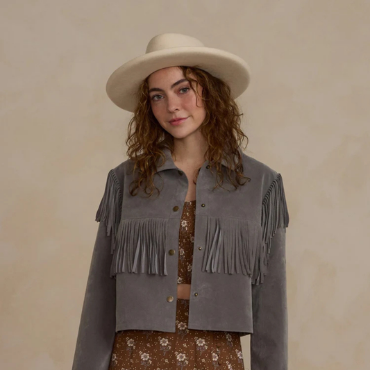 Manteau de suède à franges M | Rylee + Cru