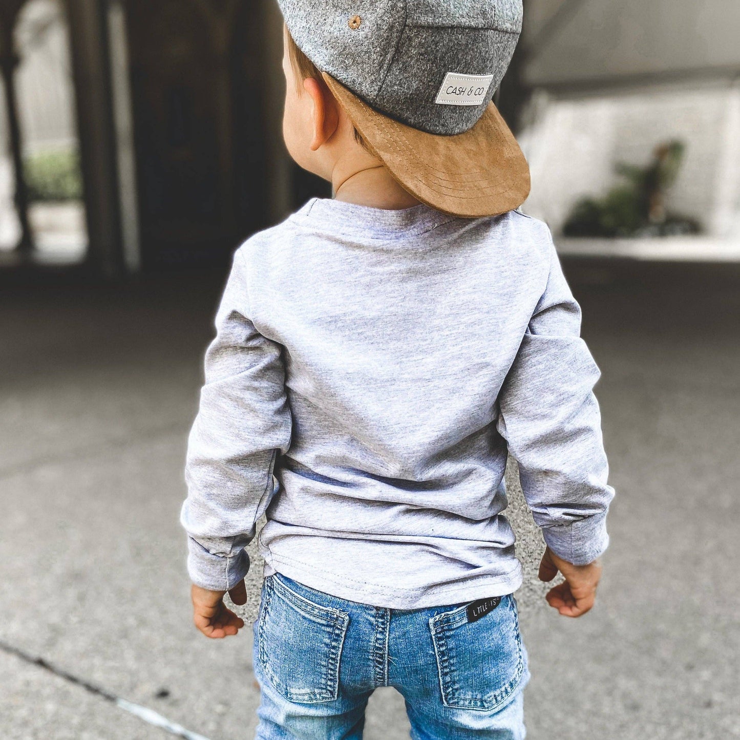 Long Sleeve Pocket Tee Gray | Little Bipsy