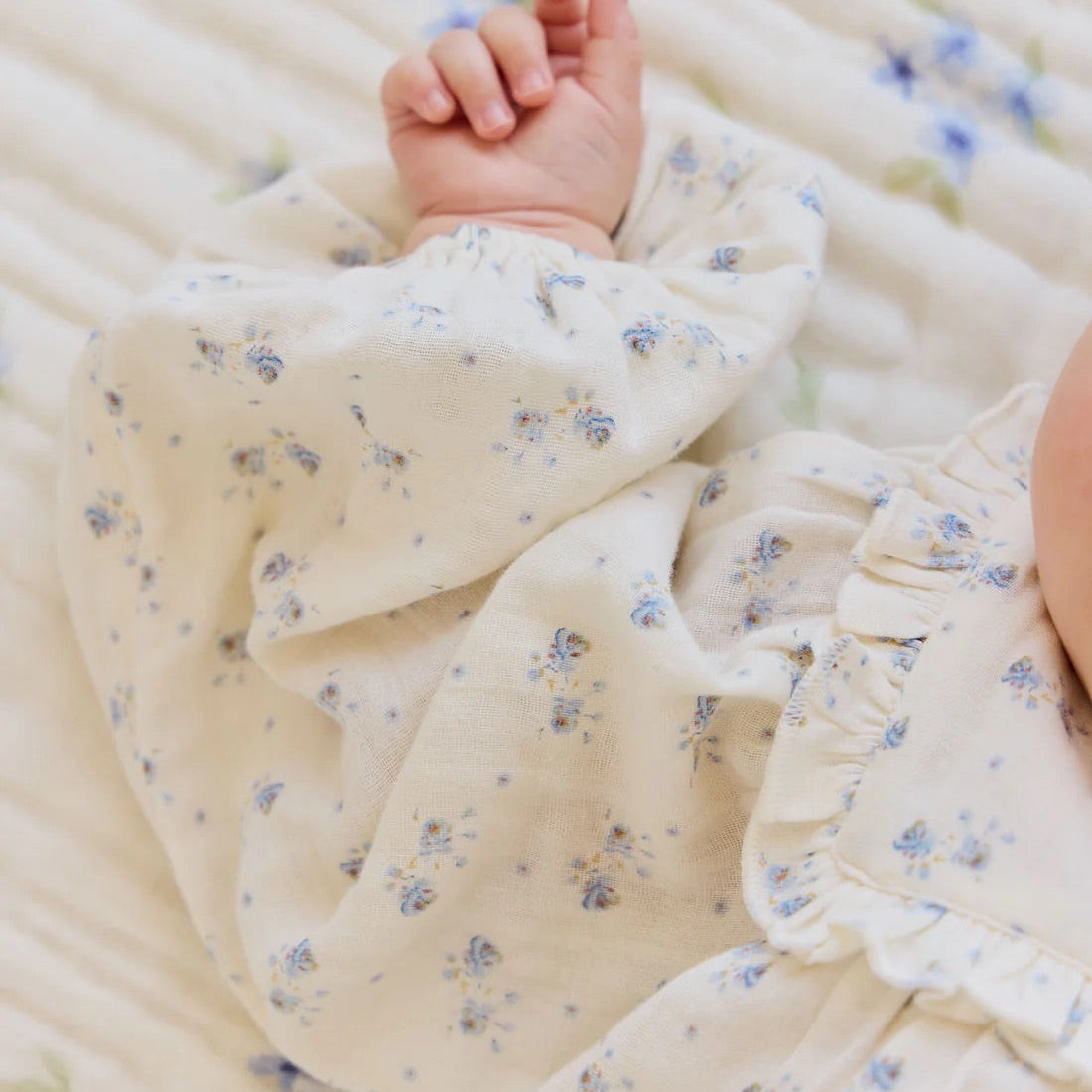 Organic Cotton Muslin Frannie Playsuit Molly Blue | Jamie Kay