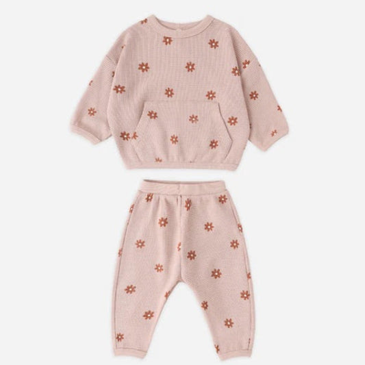 Waffle sweater set pink Daisy | Quincy Mae