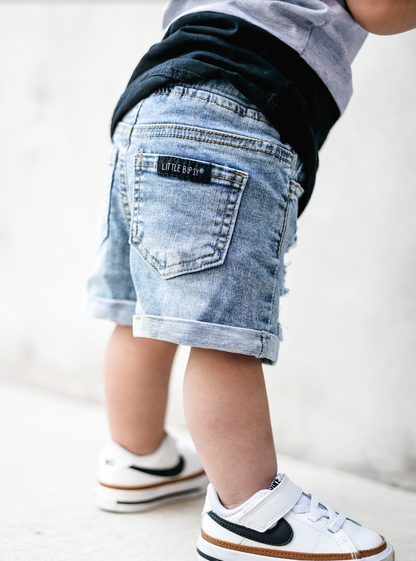 Distressed Denim Shorts | Little Bibsy