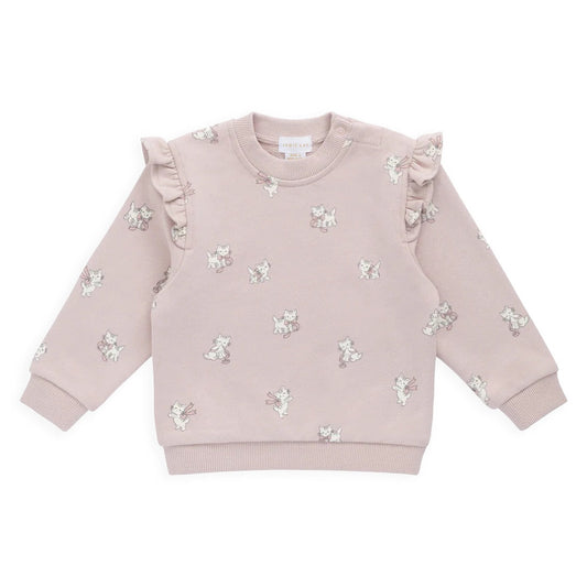 Organic Cotton Maple Sweatshirt Bow Kitties Mauve | Jamie Kay
