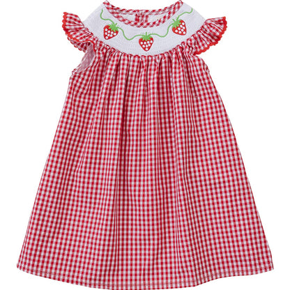 Gingham Strawberry Dress | Mebie Baby