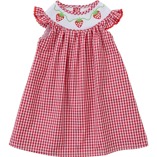Gingham Strawberry Dress | Mebie Baby