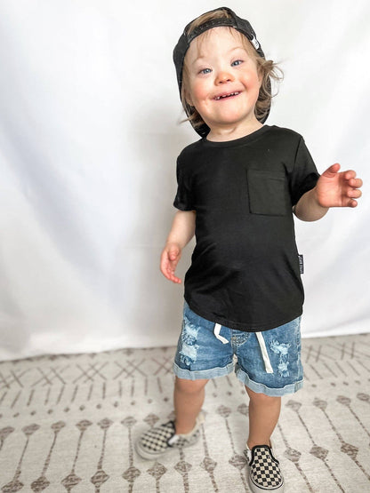 Distressed Denim Shorts | Little Bibsy