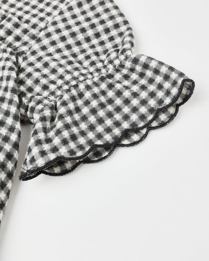 Francie Blouse + Wide Leg Pant Black Gingham | Rylee + Cru
