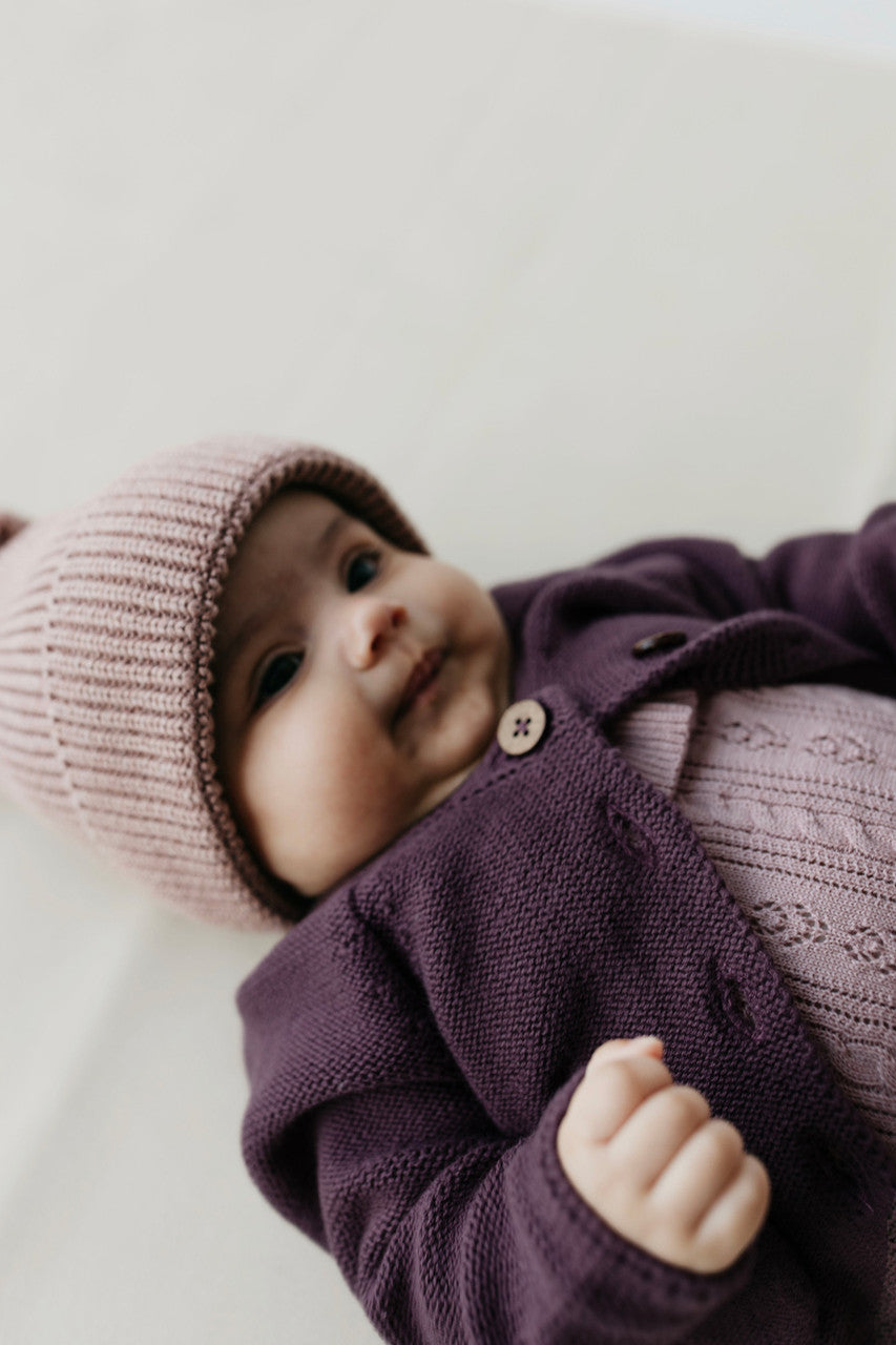 Simple Cardigan Blackberry 5Y | Jamie Kay