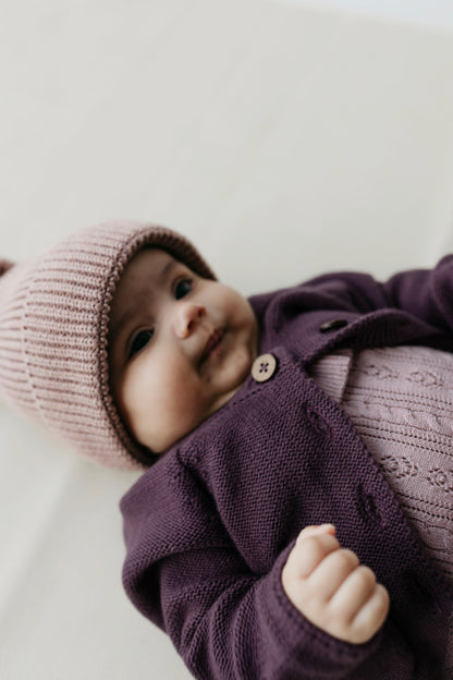 Simple Cardigan Blackberry 5Y | Jamie Kay