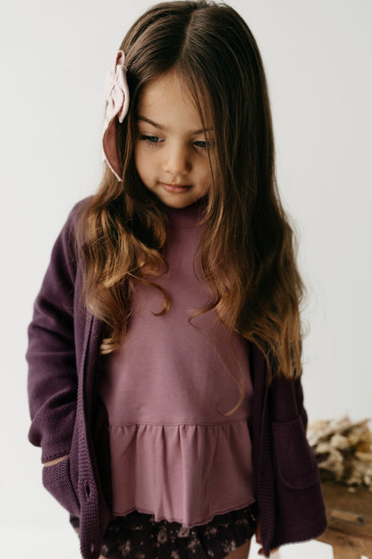 Simple Cardigan Blackberry 5Y | Jamie Kay