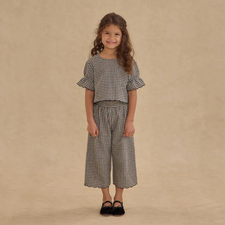 Francie Blouse + Wide Leg Pant Black Gingham | Rylee + Cru
