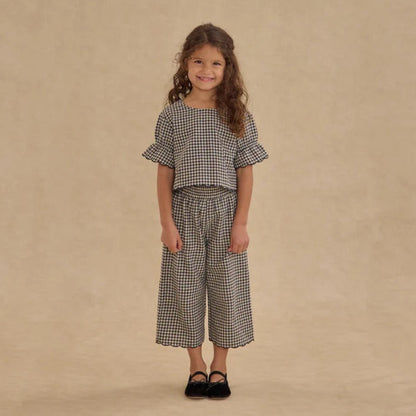 Francie Blouse + Wide Leg Pant Black Gingham | Rylee + Cru