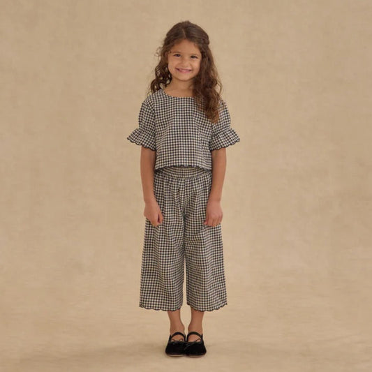 Francie Blouse + Wide Leg Pant Black Gingham | Rylee + Cru