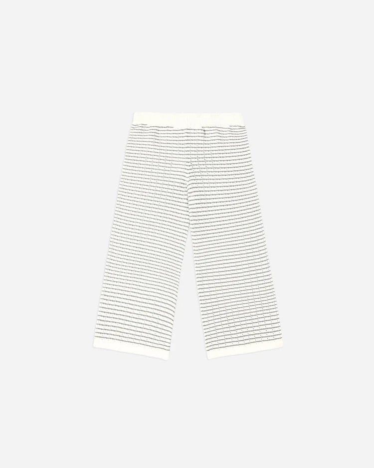 Boxy Crop Knit Tee + Knit Wide Leg Pant Dusty Blue Stripe | Rylee + Cru