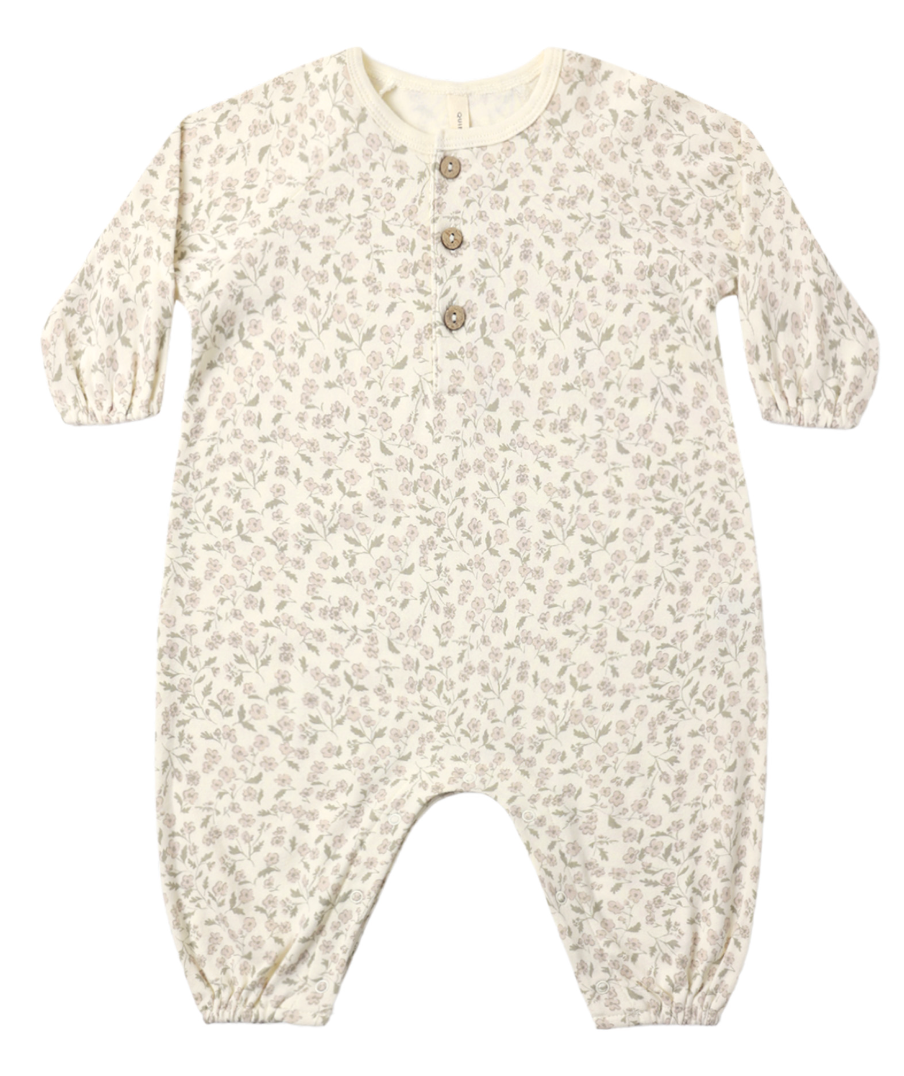 Henley Bubble Jumpsuit Floret | Quincy Mae