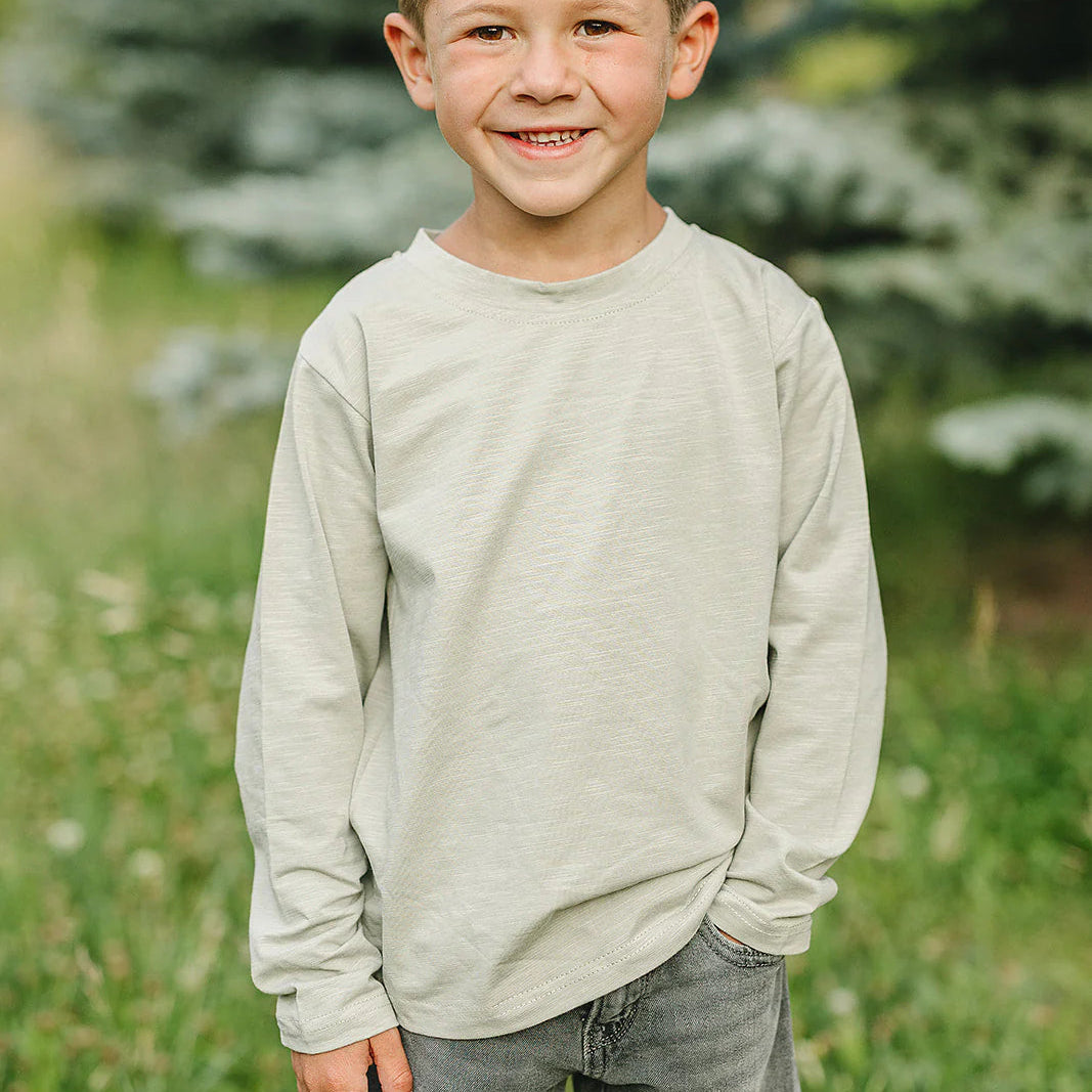 Sage Long Sleeve Cotton Tee | Mebie