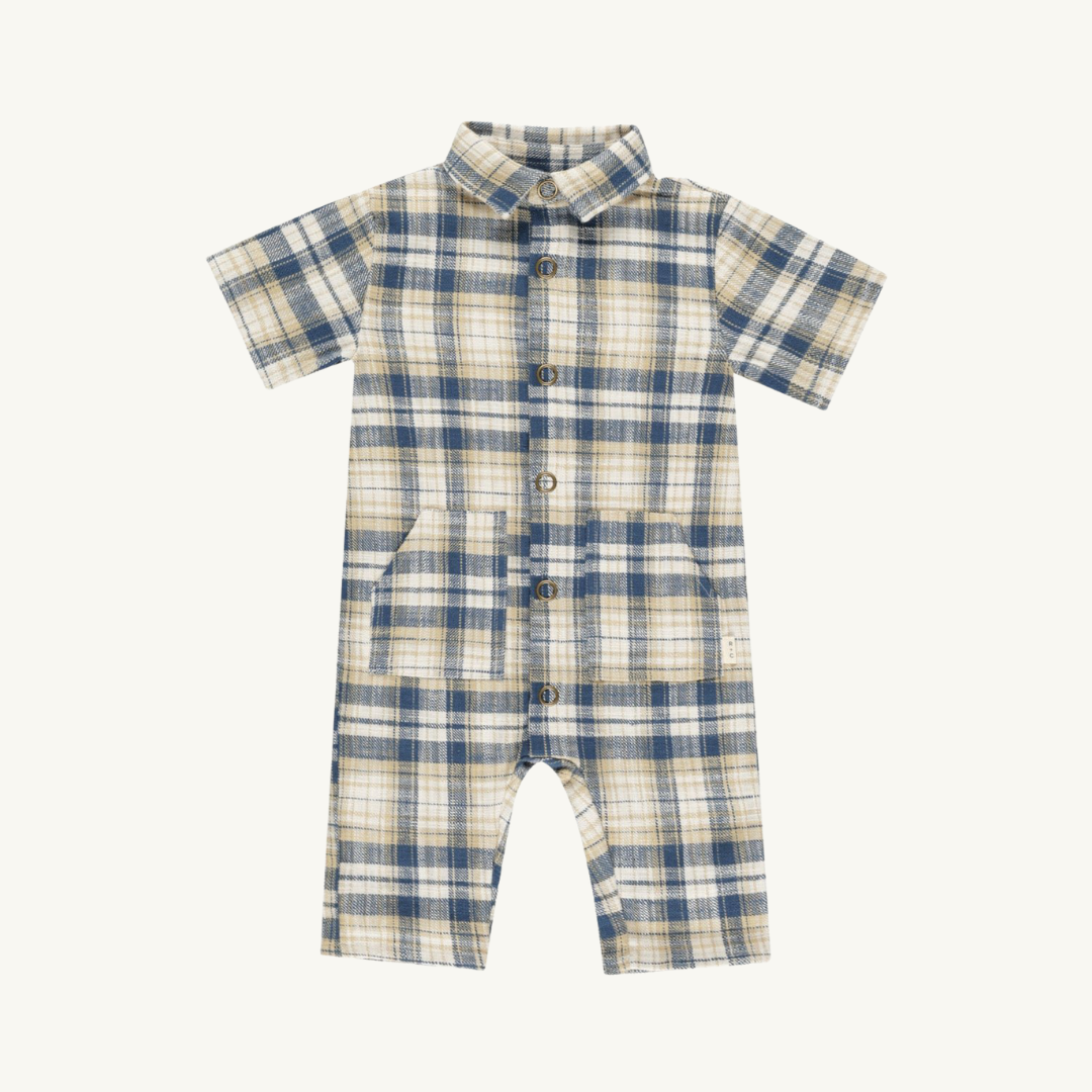 Jumpsuit à carreaux indigo | Rylee Cru