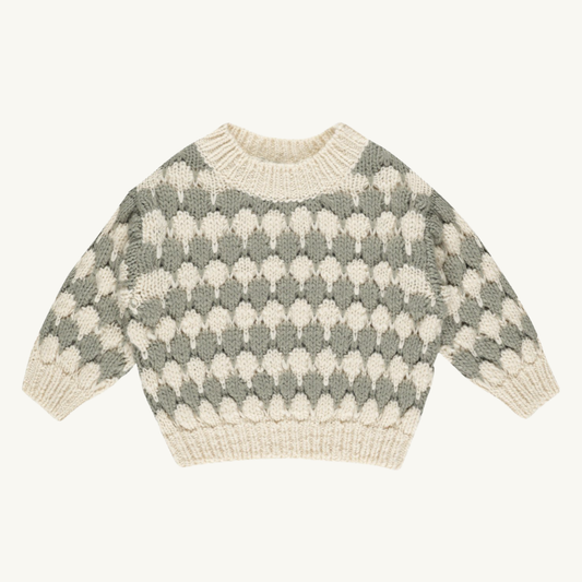 Chandail tricot rayures sauge 6-7 ans | Rylee + Cru