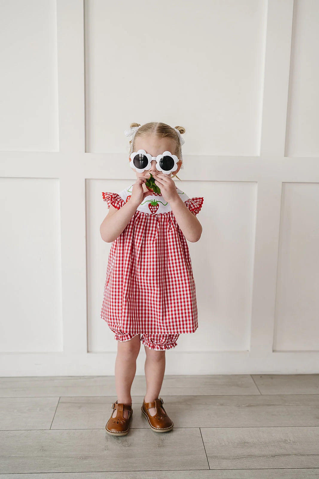 Gingham Strawberry Dress | Mebie Baby
