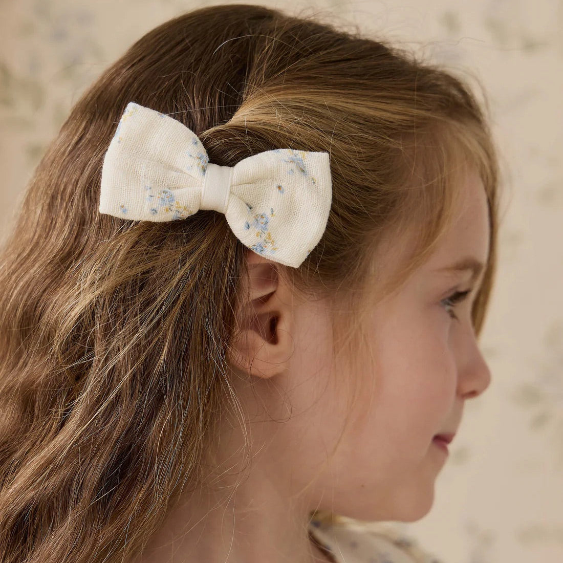Organic Cotton Muslin Desiree Bow Molly Blue | Jamie Kay