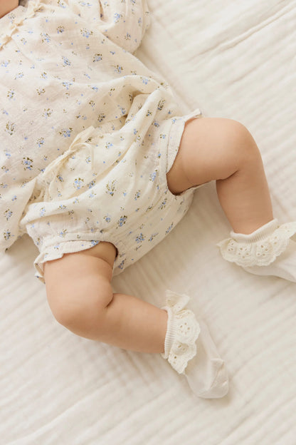 Organic Cotton Frill Bloomer Juniper Fields Blue | Jamie Kay