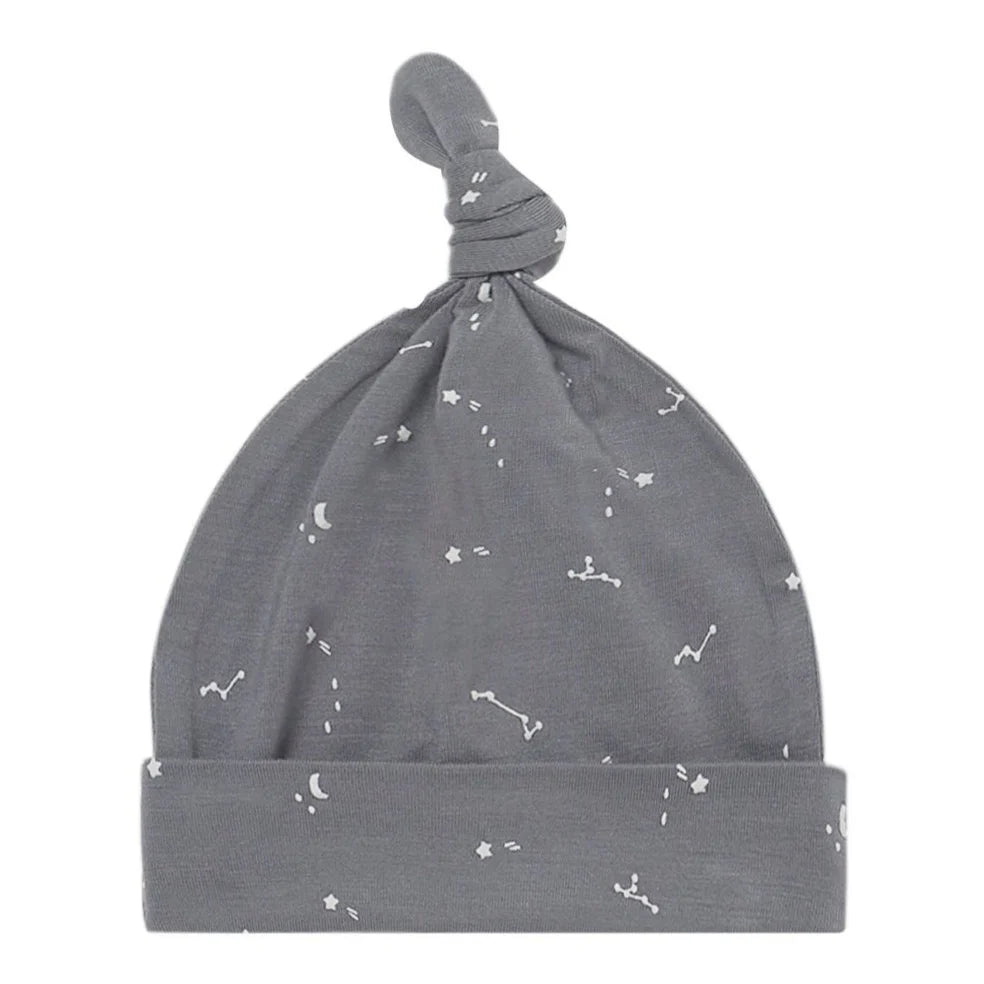 Bamboo zip footie + knotted baby hat washed indigo | Quincy Mae